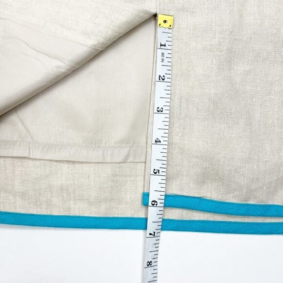 Donna Morgan Tank Dress Women's 6 Khaki 100% Linen Shell Bead Embellished Midi - Picture 12 of 14